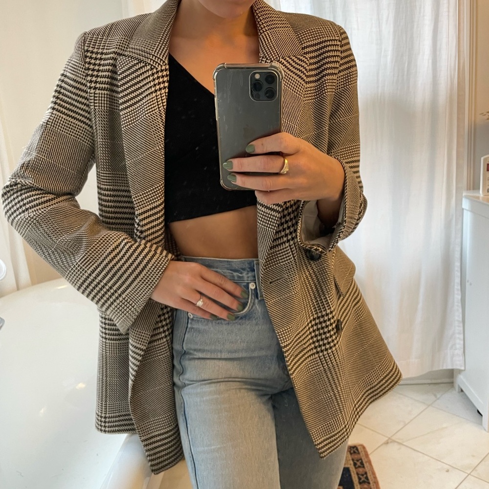 Checked Double Breasted Blazer
